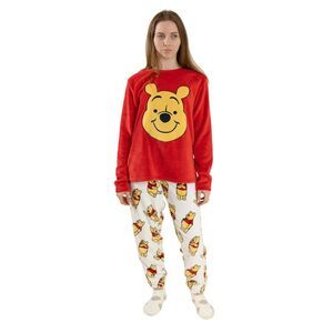 Winnie the Pooh Womens/Ladies Long-Sleeved Long Pyjama Set / Red/White